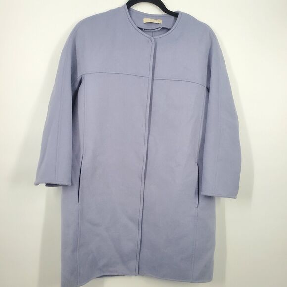 Max Mara SZ 8 Purple Lana Virgin Wool Angora Casual Career Long Lined Jacket - Picture 1 of 11